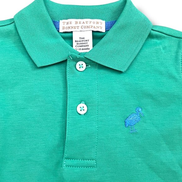 NWT! The Beaufort Bonnet Company Prim and Proper Polo Kelly Green 12-18M - Picture 2 of 3